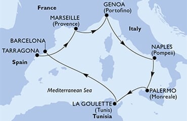 MSC Euribia - Španělsko, Francie, Itálie, Tunisko (Tarragona)