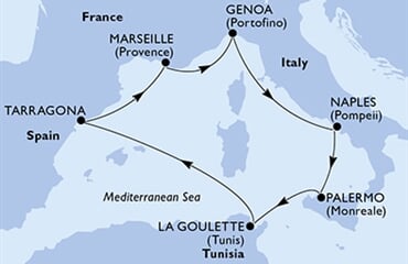 MSC Euribia - Itálie, Tunisko, Španělsko, Francie (Palermo)