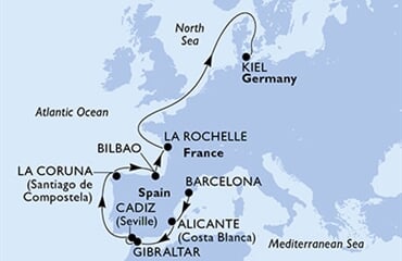 MSC Euribia - Španělsko, Gibraltar, Francie, Německo (z Barcelony)