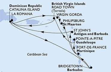MSC Opera - Dominikán.rep., Barbados, Martinik, Guadeloupe, Panenské o. (britské), ... (z La Romana)