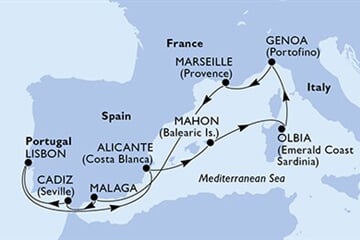MSC Sinfonia - Portugalsko, Španělsko, Itálie, Francie (z Lisabonu)