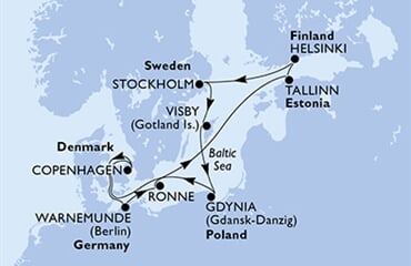 MSC Splendida - Německo, Dánsko, Estonsko, Finsko, Švédsko, ... (Warnemünde)