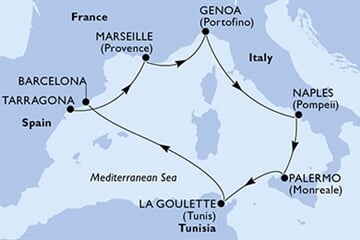 MSC EURIBIA - Spanyolország, Franciaország, Olaszország, Tunézia (a Tarragona-ból)