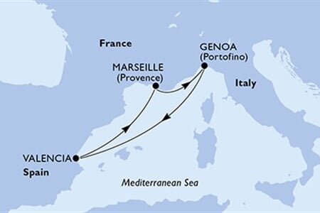 MSC MUSICA - Olaszország, Spanyolország, Franciaország (a Genova-ből)