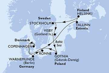 MSC SPLENDIDA - Németország, Dánia, Észtország, Finnország, Svédország, ... (a Warnemünde-ből)