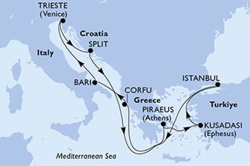 MSC SEAVIEW - Görögország, Törökország, Olaszország, Horvátország (a Pireusz-ből)