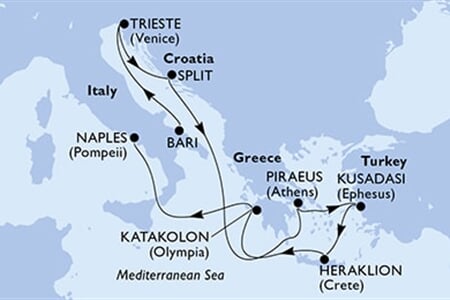 MSC SEAVIEW - Olaszország, Horvátország, Görögország, Törökország (a Bari-ből)