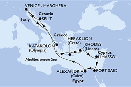 MSC LIRICA - Itálie, Řecko, Kypr, Egypt, Chorvatsko (z Benátek)