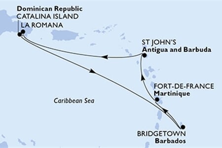 MSC OPERA - Martinik, Antigua a Barbuda, Dominikán.rep., Barbados (Fort-de-France)