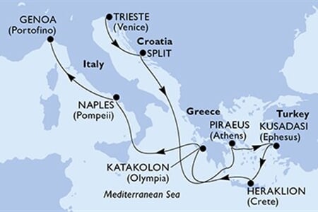 MSC SEAVIEW - Itálie, Chorvatsko, Řecko, Turecko (z Terstu)