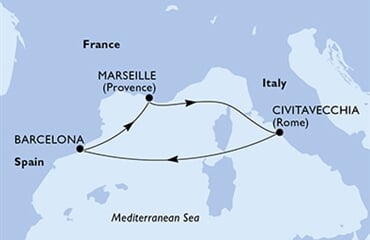 MSC Divina - Itálie, Španělsko, Francie (z Civitavecchie)
