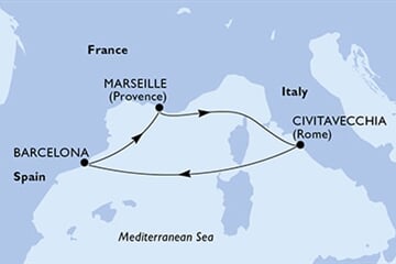 MSC DIVINA - Olaszország, Spanyolország, Franciaország (a Civitavecchia-ből)