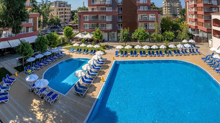 Hotel Asteria Family Sunny Beach: fotografie vybavení exteriérů a interiérů ubytování.