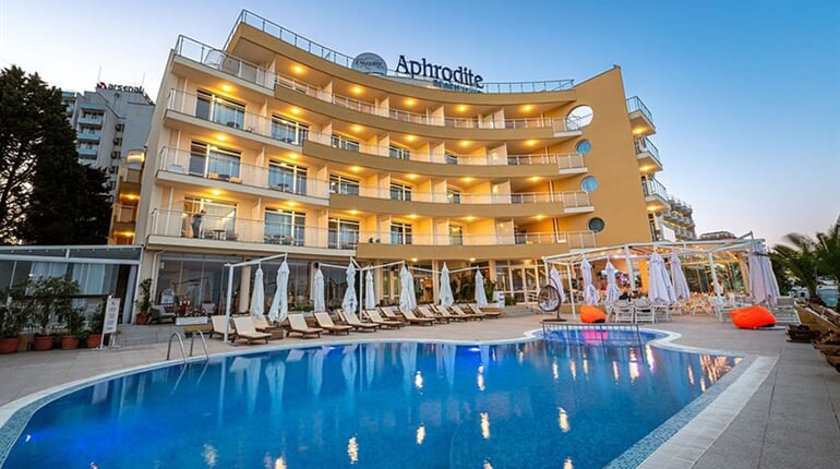 Hotel Aphrodite Beach: fotografie vybavení exteriérů a interiérů ubytování.