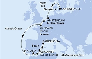 MSC Euribia - Dánsko, Nizozemí, Francie, Španělsko (z Kodaně)