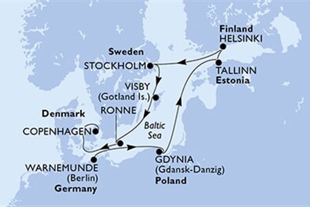 MSC SPLENDIDA - Německo, Polsko, Estonsko, Finsko, Švédsko, ... (Warnemünde)