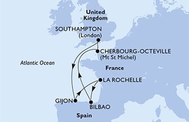 MSC Meraviglia - Velká Británie, Španělsko, Francie (ze Southamptonu)