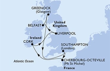 MSC Meraviglia - Velká Británie, Francie, Irsko (ze Southamptonu)