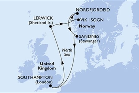 MSC Meraviglia - Velká Británie, Norsko (ze Southamptonu)