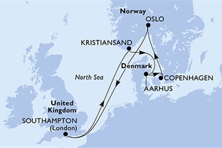 MSC MERAVIGLIA - Velká Británie, Norsko, Dánsko (ze Southamptonu)