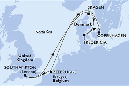 MSC MERAVIGLIA - Velká Británie, Dánsko, Belgie (ze Southamptonu)