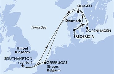 MSC Meraviglia - Velká Británie, Dánsko, Belgie (ze Southamptonu)