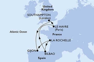 MSC MERAVIGLIA - Velká Británie, Španělsko, Francie (ze Southamptonu)