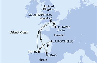 MSC Meraviglia - Velká Británie, Španělsko, Francie (ze Southamptonu)