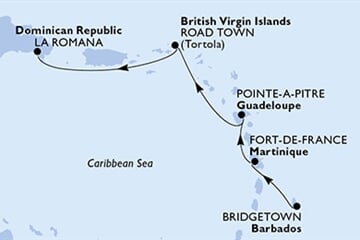MSC Opera - Barbados, Martinik, Guadeloupe, Panenské o. (britské), Dominikán.rep. (Bridgetown)
