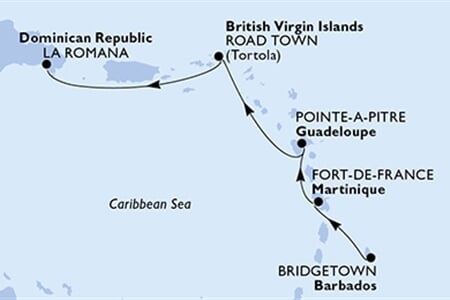 MSC OPERA - Barbados, Martinique, Guadeloupe, Brit Virgin-szigetek, Dominikai Köztársaság (a Bridgetown-ből)