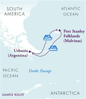 Trasa plavby Falklands