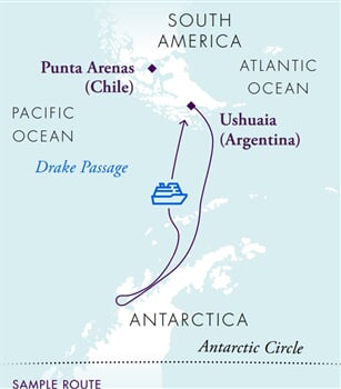 Trasa plavby antarctic small ship expedition