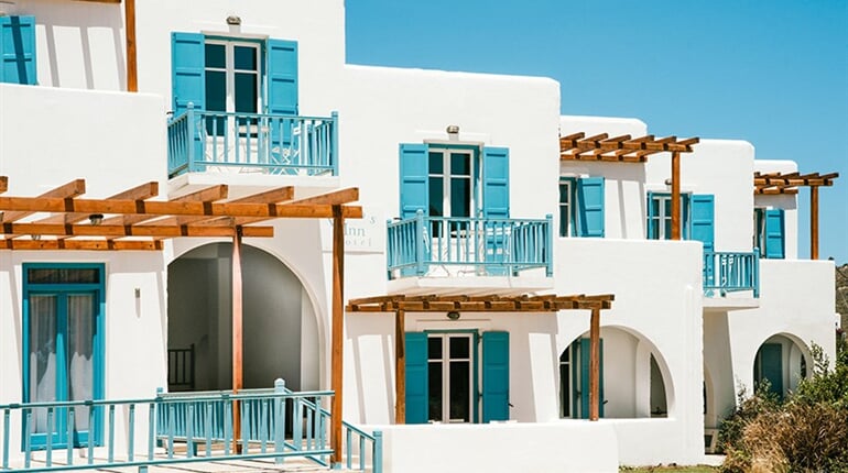 Hotel Paros Inn Seafront: fotografie vybavení exteriérů a interiérů ubytování.