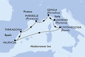 MSC LIRICA - Olaszország, Spanyolország, Franciaország (a Genova-ből)