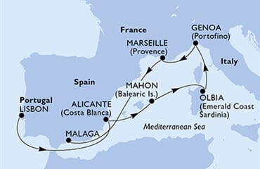 MSC Opera - Portugalsko, Španělsko, Itálie, Francie (z Lisabonu)