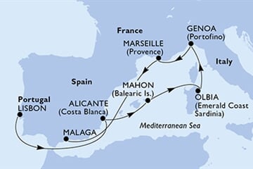 MSC OPERA - Portugalsko, Španělsko, Itálie, Francie (z Lisabonu)