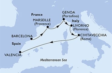 MSC Sinfonia - Španělsko, Francie, Itálie (z Barcelony)