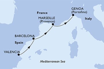 MSC SINFONIA - Spanyolország, Franciaország, Olaszország (a Valencia-ből)