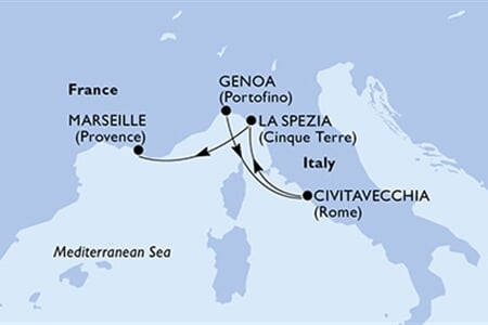 MSC WORLD EUROPA - Itálie, Francie (z Janova)