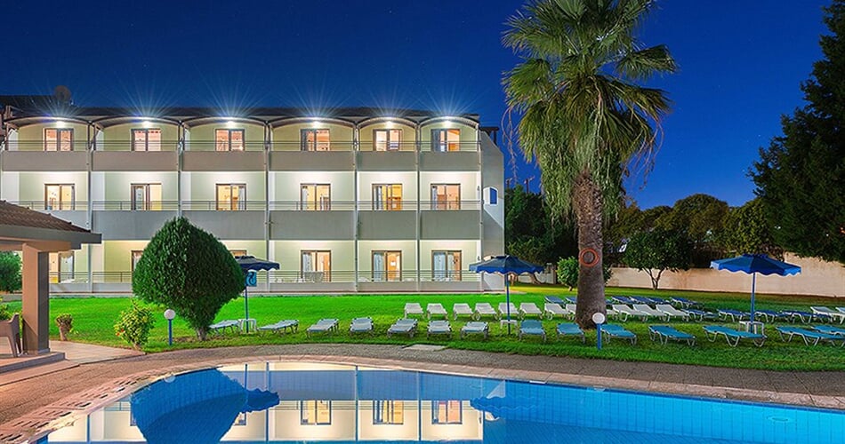 Hotel Matoula Beach: fotografie vybavení exteriérů a interiérů ubytování.