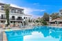 Hotel Dionyssos: fotografie vybavení exteriérů a interiérů ubytování.