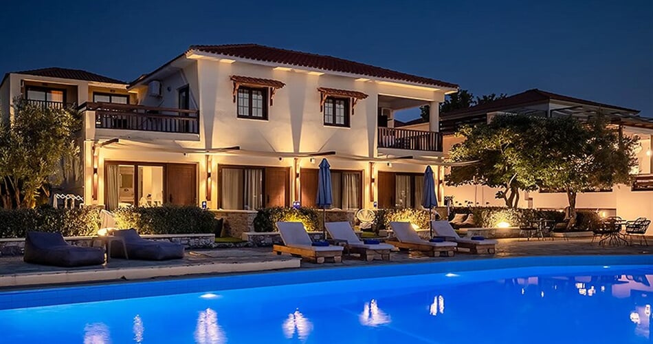 Hotel Skopelos Holidays & Spa: fotografie vybavení exteriérů a interiérů ubytování.