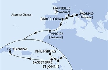 MSC Opera - Itálie, Francie, Španělsko, Maroko, Antigua a Barbuda, ... (Livorno)