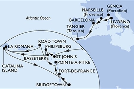 MSC OPERA - Itálie, Francie, Španělsko, Maroko, Antigua a Barbuda, ... (z Janova)