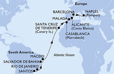 MSC Divina - Brazílie, Španělsko, Maroko, Itálie (Santos)