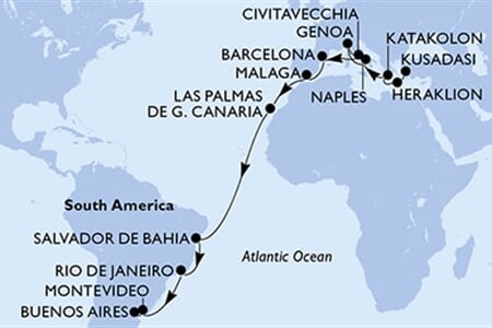MSC SPLENDIDA - Turecko, Řecko, Itálie, Španělsko, Brazílie, ... (Kusadasi)