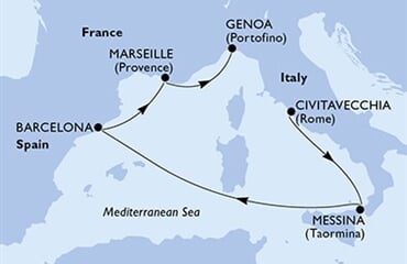 MSC World Europa - Itálie, Španělsko, Francie (z Civitavecchie)