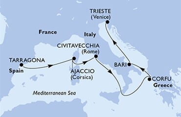 MSC Splendida - Španělsko, Francie, Itálie, Řecko (Tarragona)