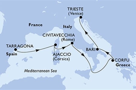 MSC Splendida - Španělsko, Francie, Itálie, Řecko (Tarragona)