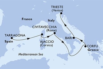 MSC SPLENDIDA - Spanyolország, Franciaország, Olaszország, Görögország (a Tarragona-ból)